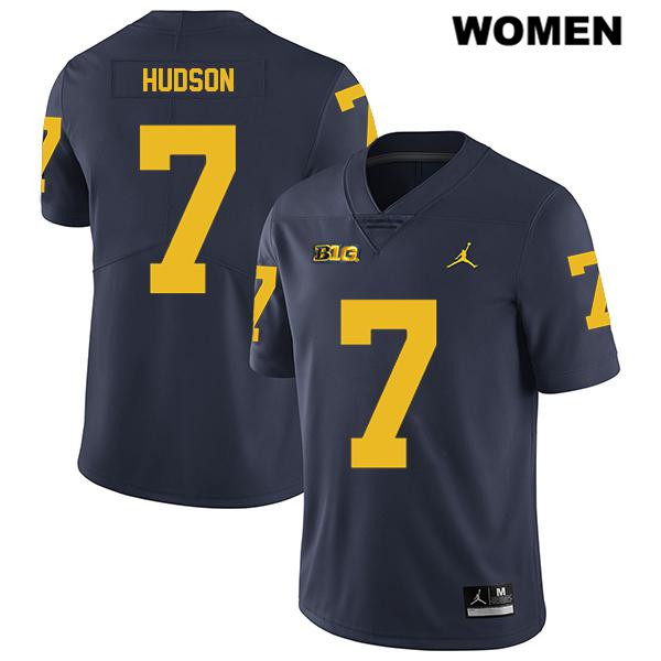 Women's NCAA Michigan Wolverines Khaleke Hudson #7 Navy Jordan Brand Authentic Stitched Legend Football College Jersey JN25R76ER